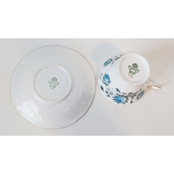Vintage Aynsley Teacup & Saucer Tea Cup Blue Roses With Gold Gilt 1952 Corset o - Picture 5 of 6